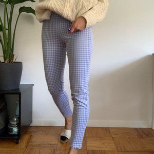 Plaid, stretchy baby blue pants